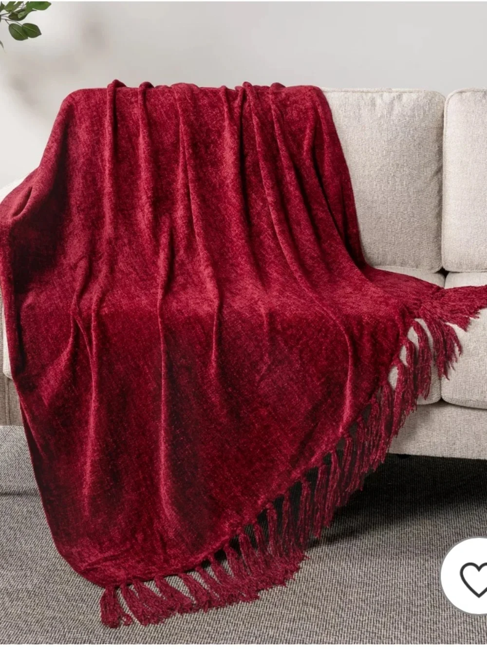 Cozy Burgundy Plush Throw Blanket with Fringe